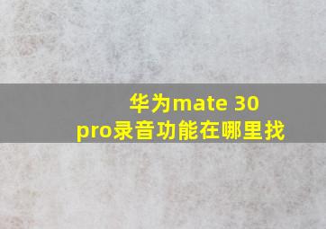 华为mate 30 pro录音功能在哪里找